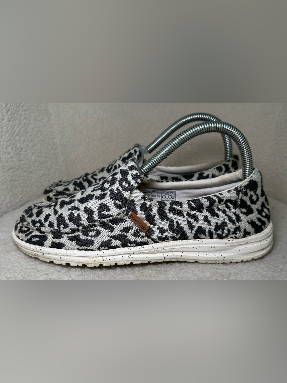 Hey Dude Misty Cheetah Grey Black Slip On Loafers Animal Print Casual Comfort 8 - Picture 2 of 9